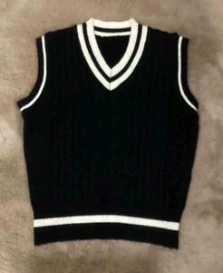Black & White Striped Sweater Vest