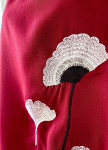 Red Embroidered Short Sleeve Dress