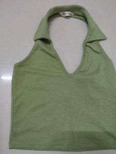 Ribbed Halter Neck Crop Top