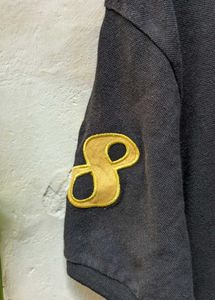 Black Polo Shirt with Dog Embroidery