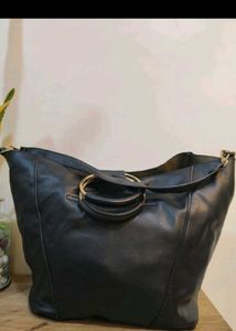 Chic Studded Black Leather Hobo Bag