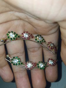 Elegant Floral Stone ear Clips
