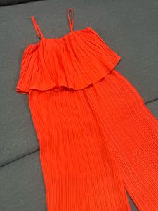 Orange Pleated Jumpsuit