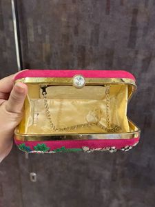 Designer Pink Velvet Garland Feel Clutch
