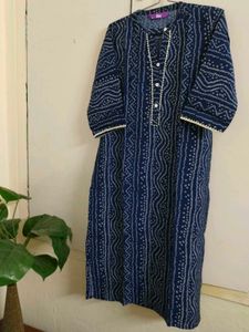 new Blue & White Bandhani Print Kurta