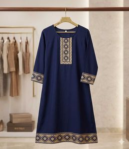 Elegant Navy Blue Embroidered Kurta