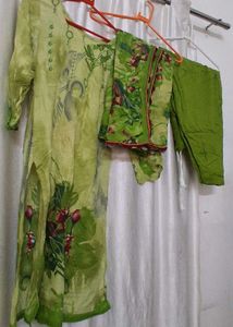 Green Floral Kurta Set