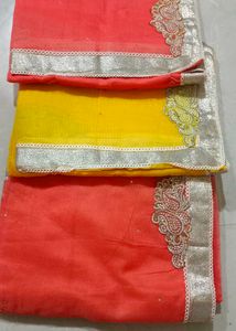 Coral Paisley Embroidered Sari