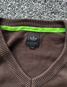 Adidas Striped V-Neck Sweater