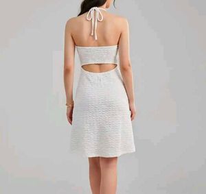 Chic White Textured Mini Dress