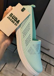 Sparkly Mint Green Slip-On Shoes