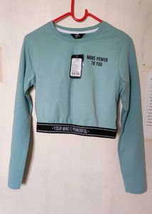 Mint Green Cropped Sweatshirt