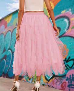 Pink Tulle Tiered Gown