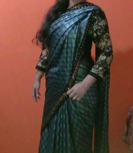 Stunning Green Embroidered Saree