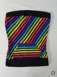 Rainbow Striped Tube Top with Pocket
