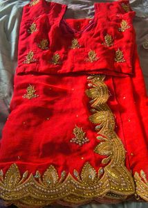 Stunning Red & Gold Embroidered saree