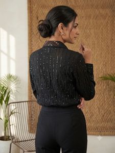 Elegant Black Embellished Shirt