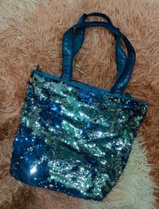 Sparkly Blue Sequin Tote Bag