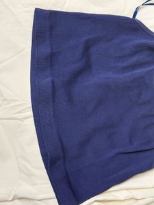 Navy Halter Ribbed Crop Top