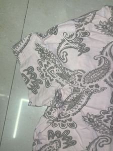 Paisley Print Tie-Front Crop Top