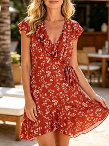 ❤️Chic Red Floral Wrap Dress❤️