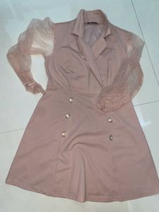Blush Pink Sheer Sleeve Dress