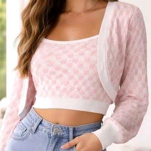 Pink Crop Top with Jacket 2-peice