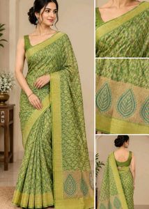 Beautiful Green Printed Saree