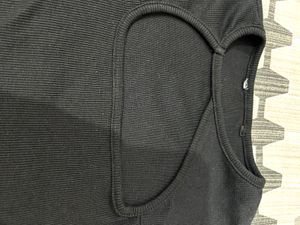 Black Ribbed Cut-Out Crop Top