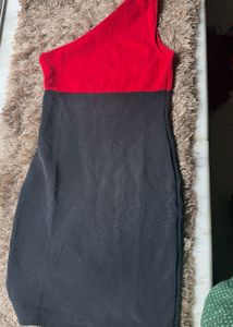 Chic One-Shoulder Colorblock Dress