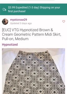 Last Call-VTG Hypnotized Black &amp; Cream skirt