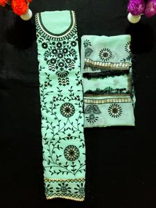 Embroidered Sequin Work Semi Stitched Suit