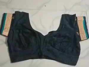 GentlyUsed Elegant Black SilkBlouse withGoldTrim-