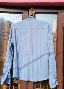Blue Textured Casual Shirt from Campus sutra