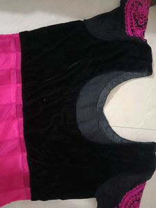 Elegant Pink &amp; Black Anarkali Suit