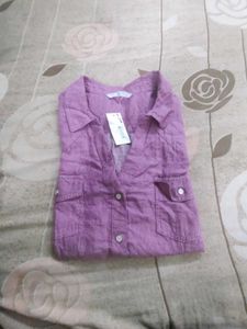 Purple Button-Up Tunic Top