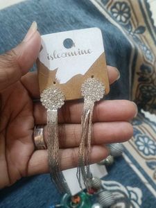 Blue Beaded Hoop Earrings single pair piece (₹300)