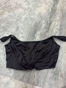 Sleek Black Satin Corset Top