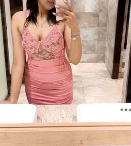 Floral Mesh Cut Out Ruched Dress