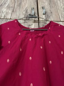 Maroon Kurta with White Motifs