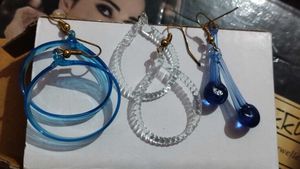 Set of 3 Blue & Clear Hoop Earrings