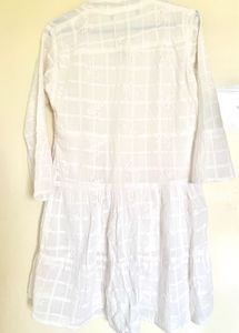 White Embroidered Tiered Dress