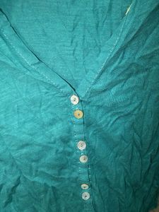 Teal Long Sleeve Henley Top
