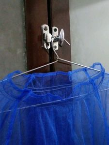 Sheer Blue Lantern Sleeve Top