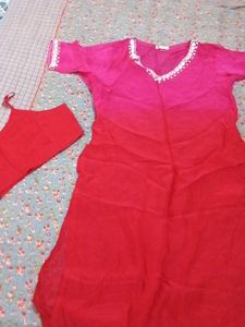 Pink and Red Ombre Kurta