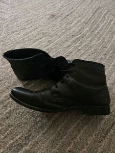 Lee Cooper Men's Black Leather High-Top Boots