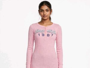Aeropostale Pink Long Sleeve Henley Top