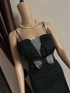 Chic Black Bow Detail Mini Dress