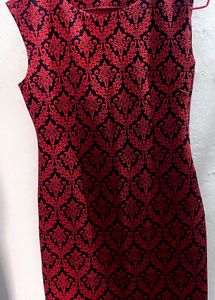 Red &amp; Black Jacquard Bodycon Dress