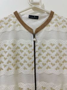 Sequins White &amp; Gold Kurta